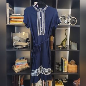 1970s Vintage Handmade Dress Belted Daywear Knee Length Sz 8